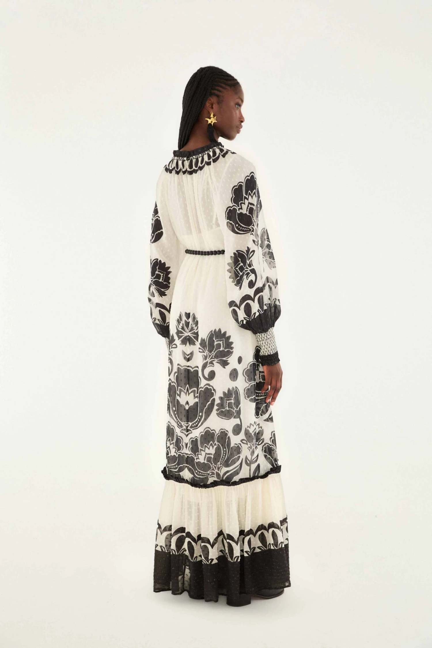 Farm Rio Cream Floral Arabesque Rope Belt Maxi Dress 4 Farm Rio Cream Floral Arabesque Rope Belt Maxi Dress - Image 4