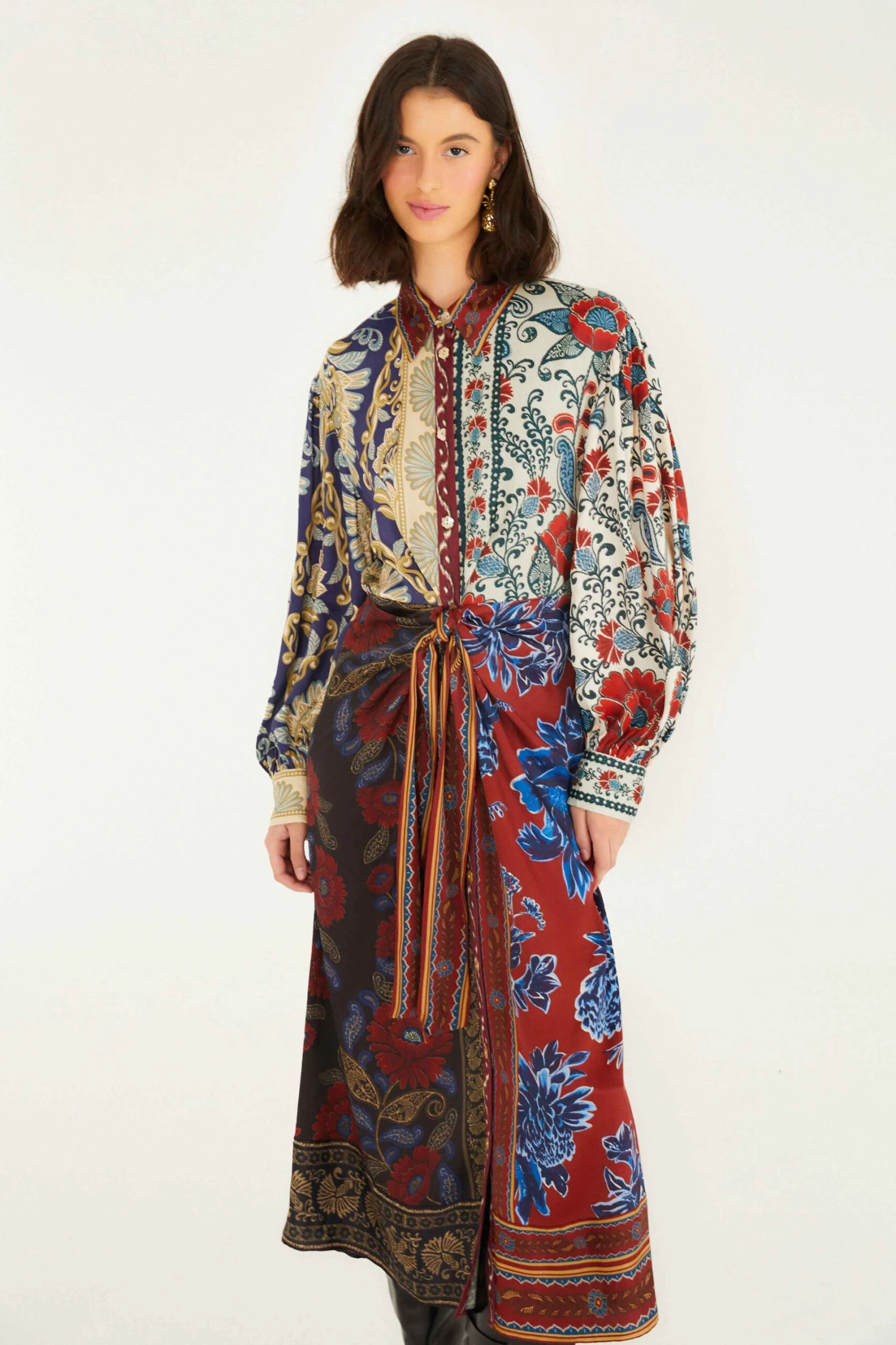 Farm Rio Mixed Navy Winter Lenzing® Ecovero® Viscose Midi Dress 2 Farm Rio Mixed Navy Winter Lenzing® Ecovero® Viscose Midi Dress - Image 2