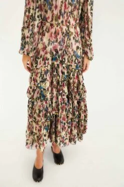 Farm Rio Pink Blurred Tiny Flowers Long Sleeve Maxi Dress -Farm Rio farm rio pink blurred tiny flowers long sleeve maxi dress 340025 2