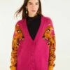Farm Rio Pink Bold Tiger Buttoned Knit Cardigan
