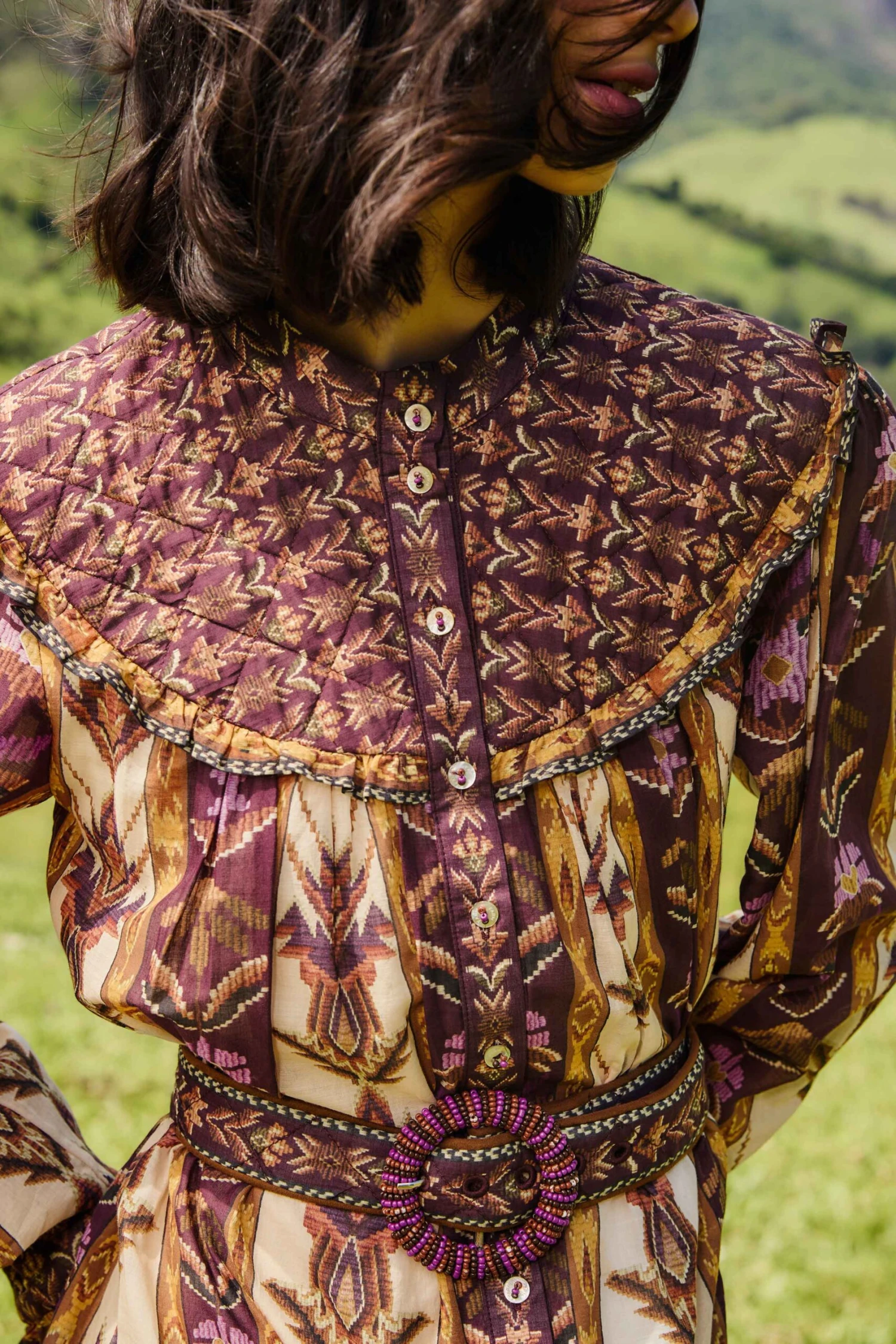 Farm Rio Sand Embroidered Tapestry Long Sleeve Mini Dress 3 Farm Rio Sand Embroidered Tapestry Long Sleeve Mini Dress - Image 3