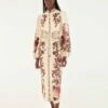 Farm Rio Sand Renata Floral Long Sleeve Midi Dress