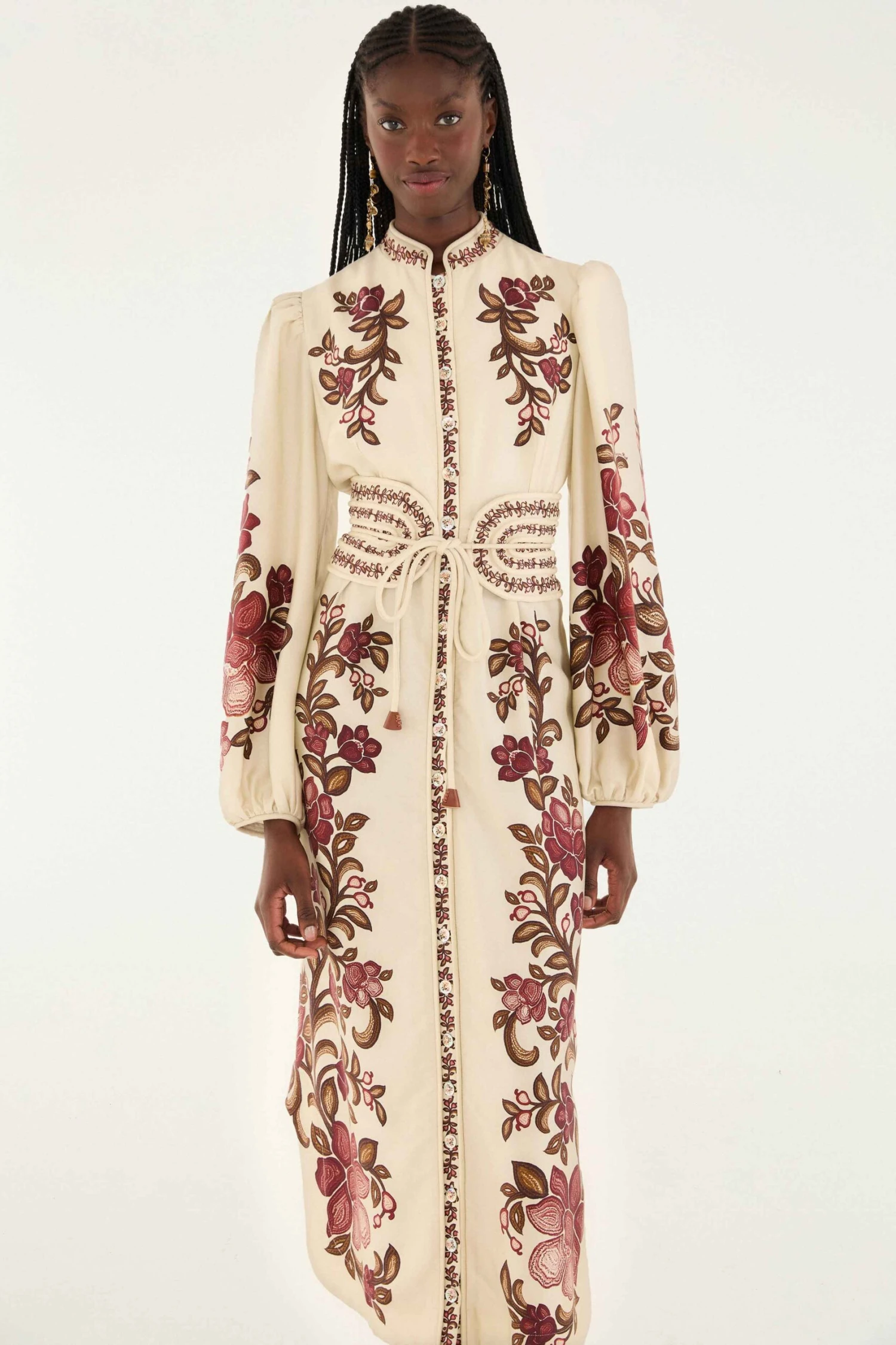 Farm Rio Sand Renata Floral Long Sleeve Midi Dress 2 Farm Rio Sand Renata Floral Long Sleeve Midi Dress - Image 2