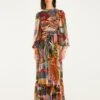 Farm Rio Tropical Multicolor Long Sleeve Maxi Dress