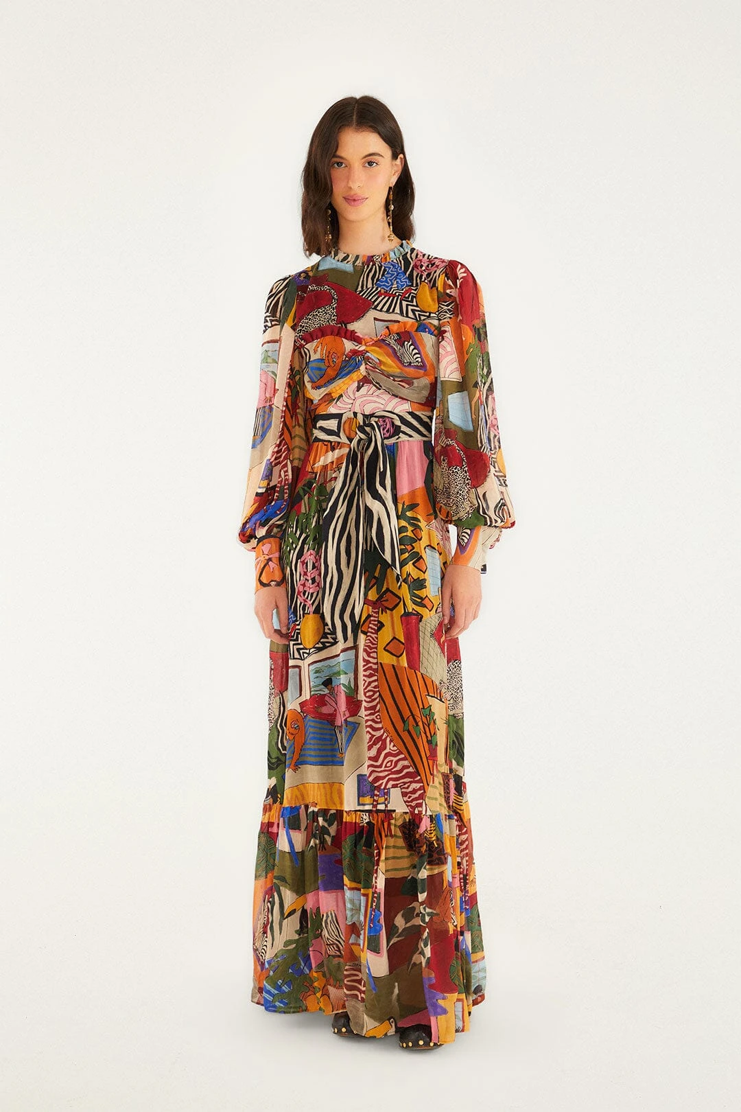 Farm Rio Tropical Multicolor Long Sleeve Maxi Dress 1 Farm Rio Tropical Multicolor Long Sleeve Maxi Dress