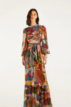 Farm Rio Tropical Multicolor Long Sleeve Maxi Dress 6 Farm Rio Tropical Multicolor Long Sleeve Maxi Dress -Farm Rio farm rio tropical multicolor long sleeve maxi dress 340533 2